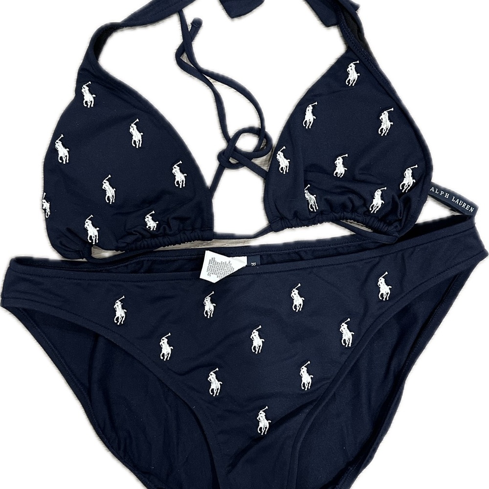 Ralph Lauren Dark Blue Bikini with White Pony